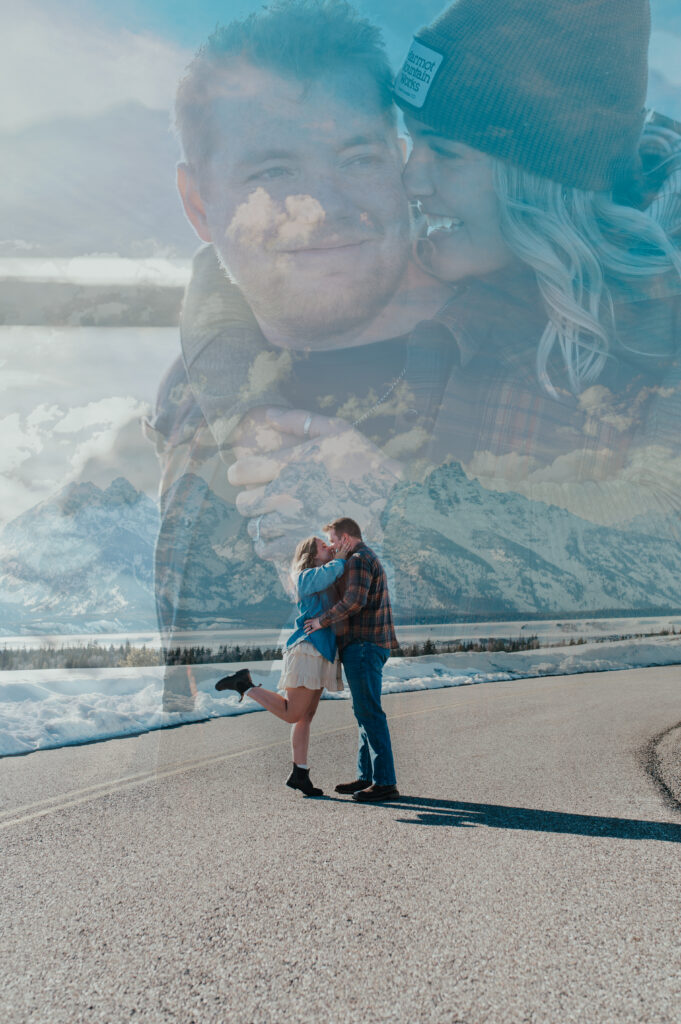 Panoramic view of the Teton Range from Glacier View Turnout with dramatic sky and mountain skyline — scenic overlook in Grand Teton National Park.