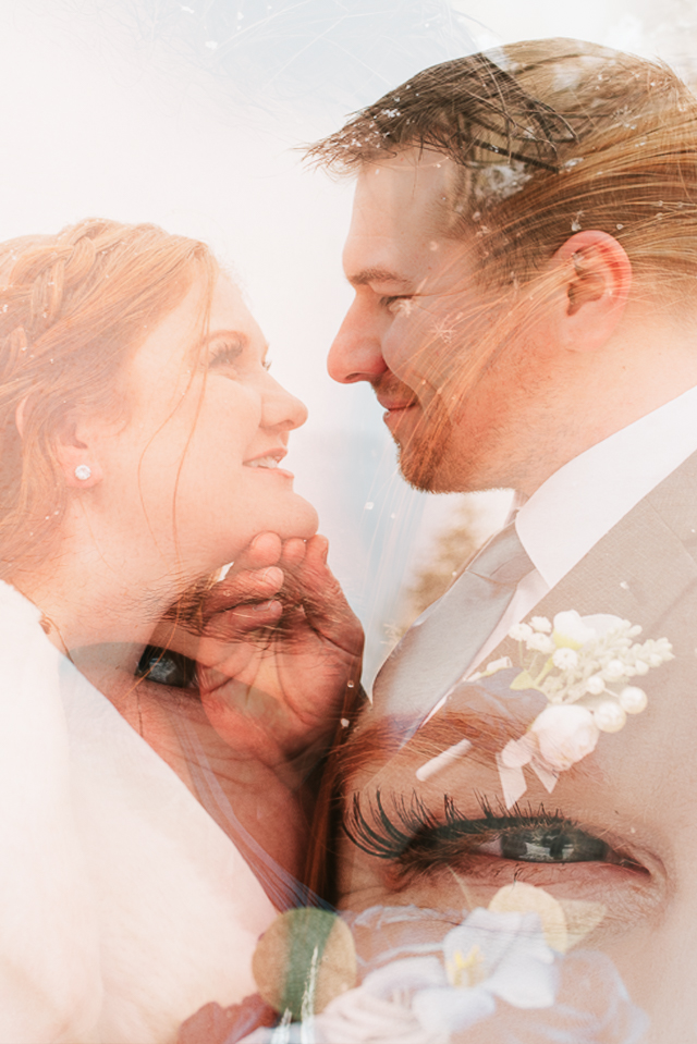 Downtown Jackson Hole elopement double exposure image