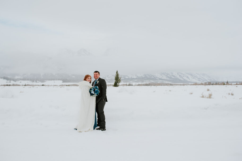 Romantic snowy mountain elopement in Jackson Hole, Wyoming