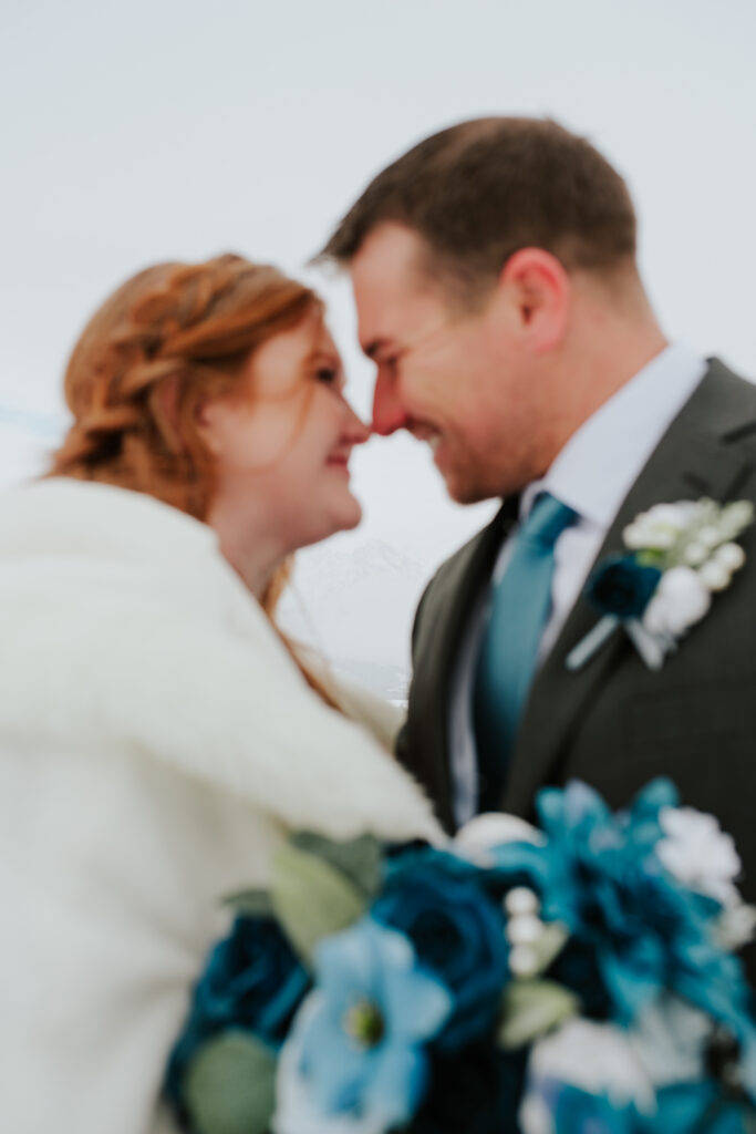 Romantic snowy mountain elopement in Jackson Hole, Wyoming