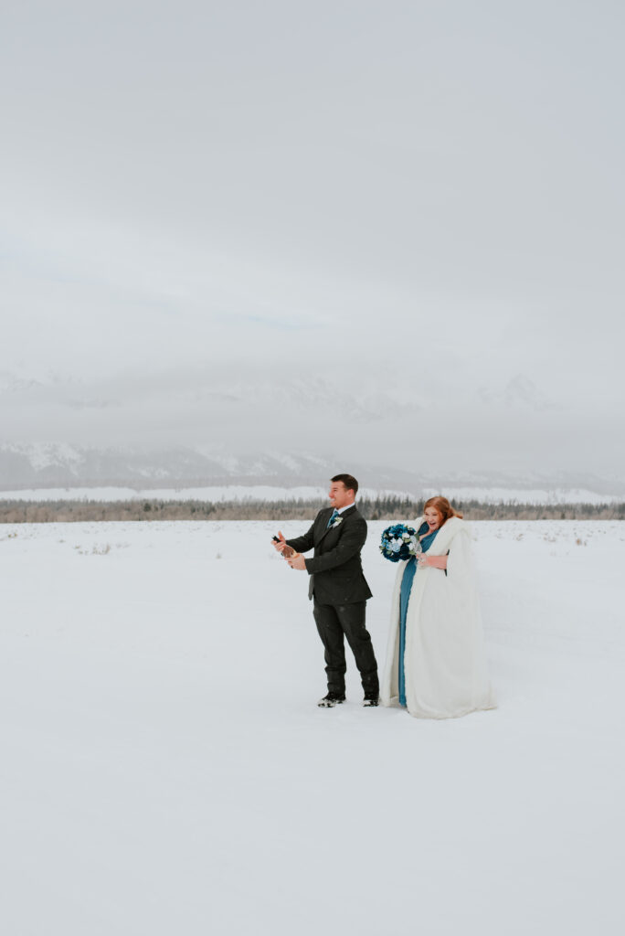 Romantic snowy mountain elopement in Jackson Hole, Wyoming