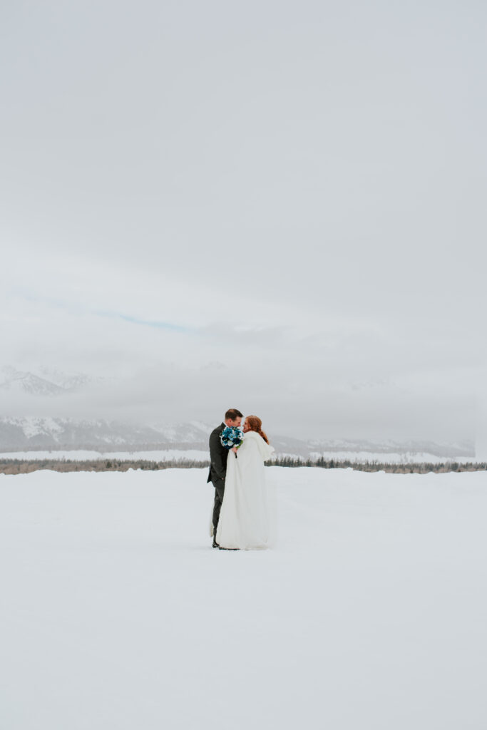 Romantic snowy mountain elopement in Jackson Hole, Wyoming