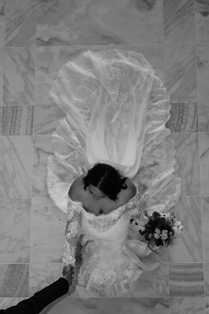 Staircase looking down inside Castle Nottingham Pocatello Idaho