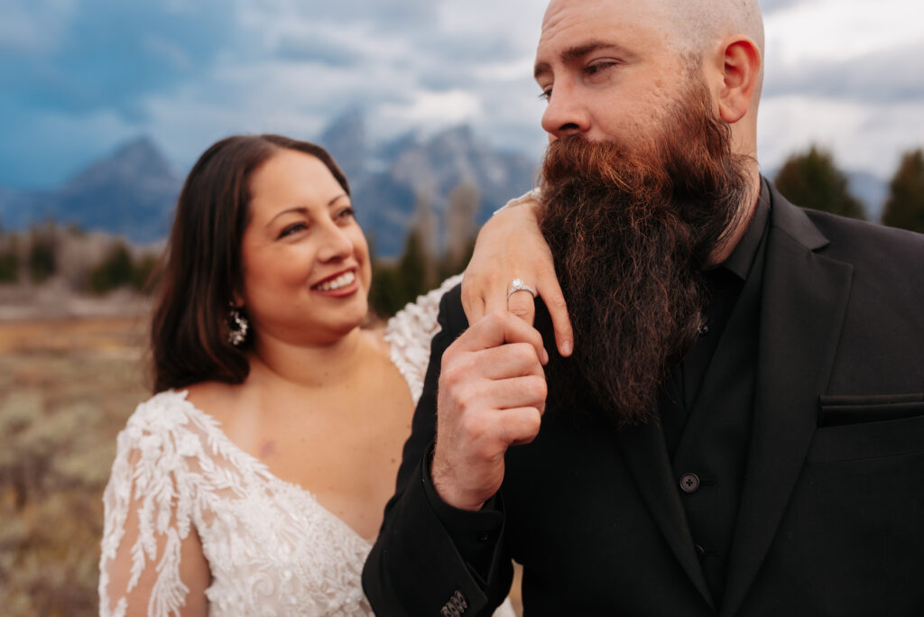 romantic bridal portraits Schwabacher Landing Wyoming