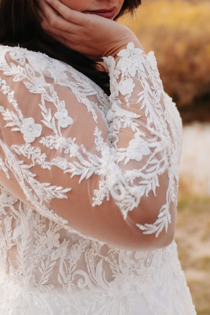 bride at Schwabacher Landing in Grand Teton National Park during October