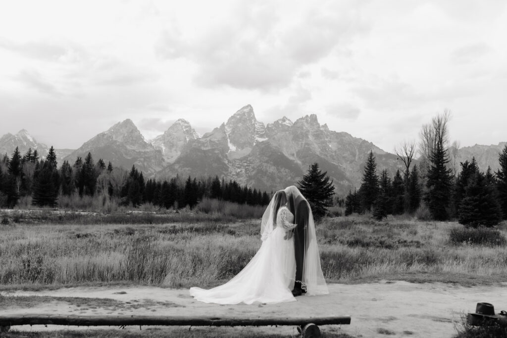 romantic bridal portraits Schwabacher Landing Wyoming
